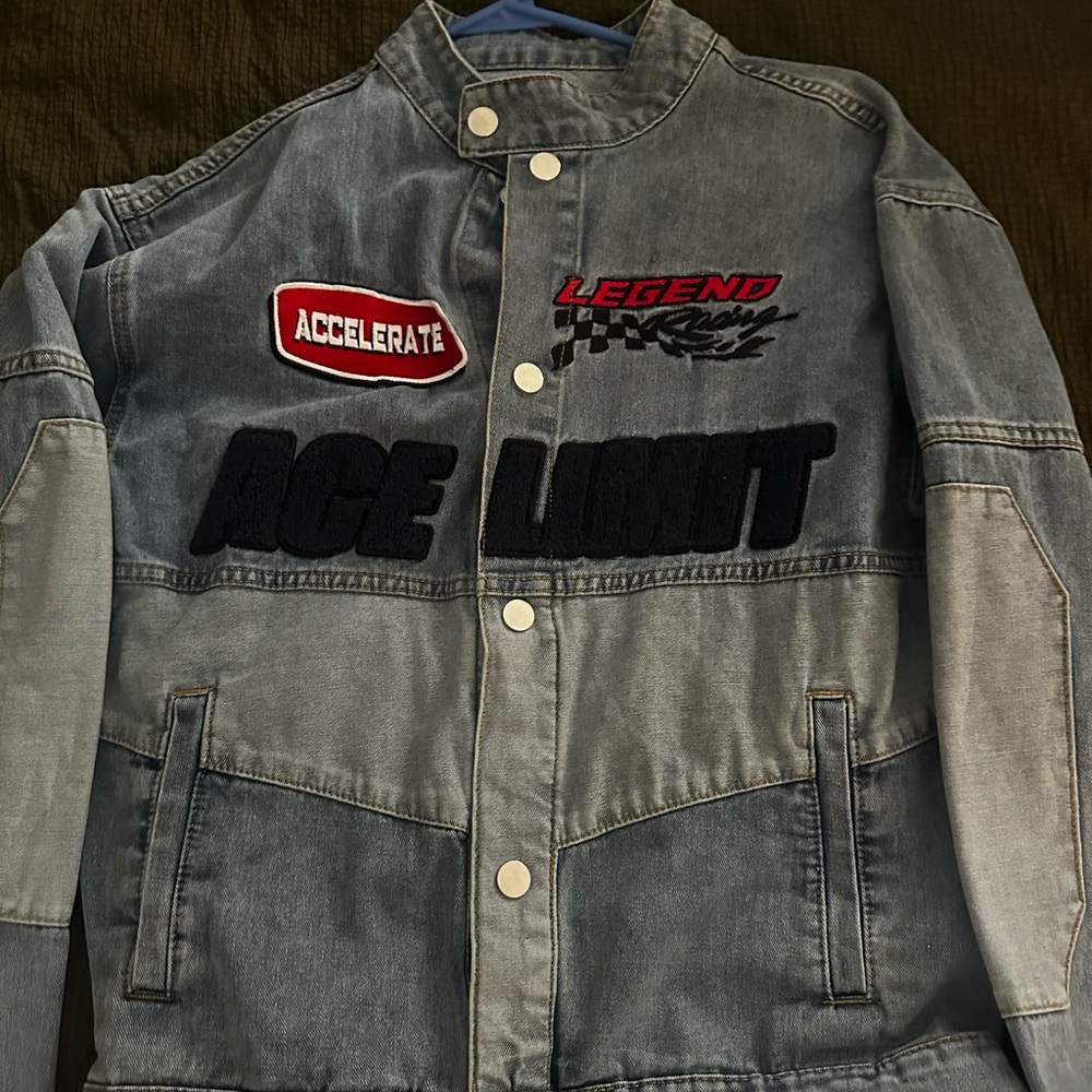 Button Up Jean Jacket with Patches